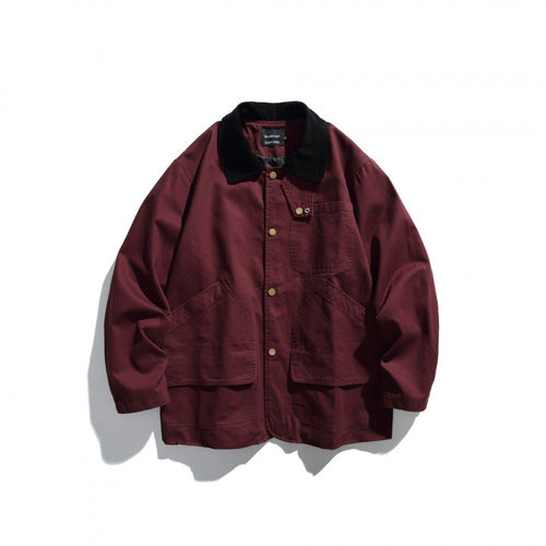 Herren Canvas-Chorejacke mit Cordkragen und Druckknopffront Echo Archiv
