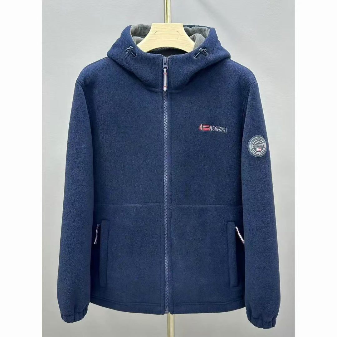 Herren Warme Fleece-Kapuzenjacke mit Sherpa-Futter, Windschutz & Reißverschlusstaschen Echo Archiv