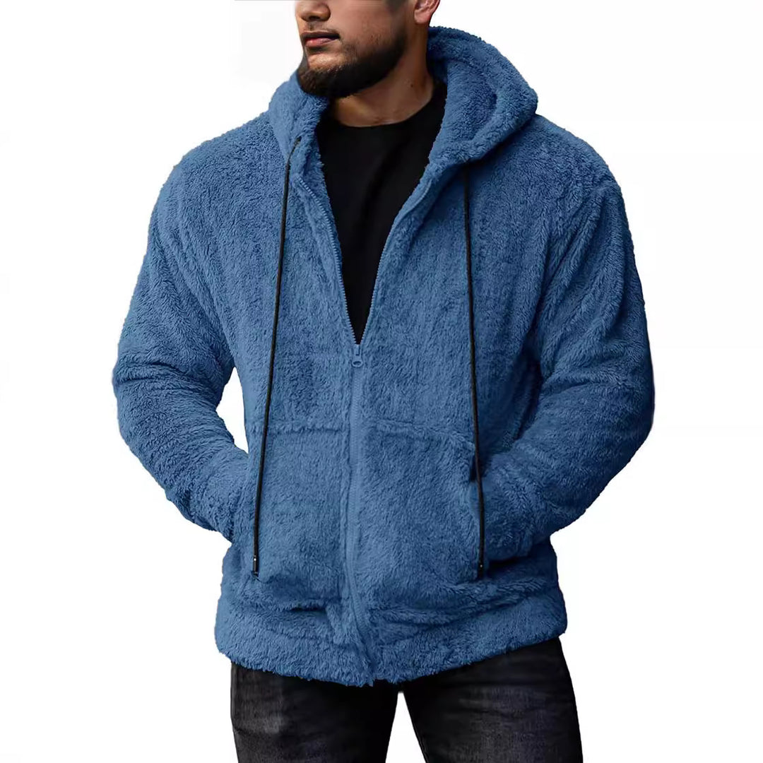 Herren kuschelige Fleecejacke mit Kapuze und seitlichen Taschen Echoarchiv