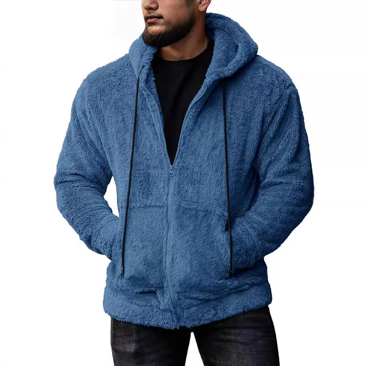 Herren kuschelige Fleecejacke mit Kapuze und seitlichen Taschen Echoarchiv