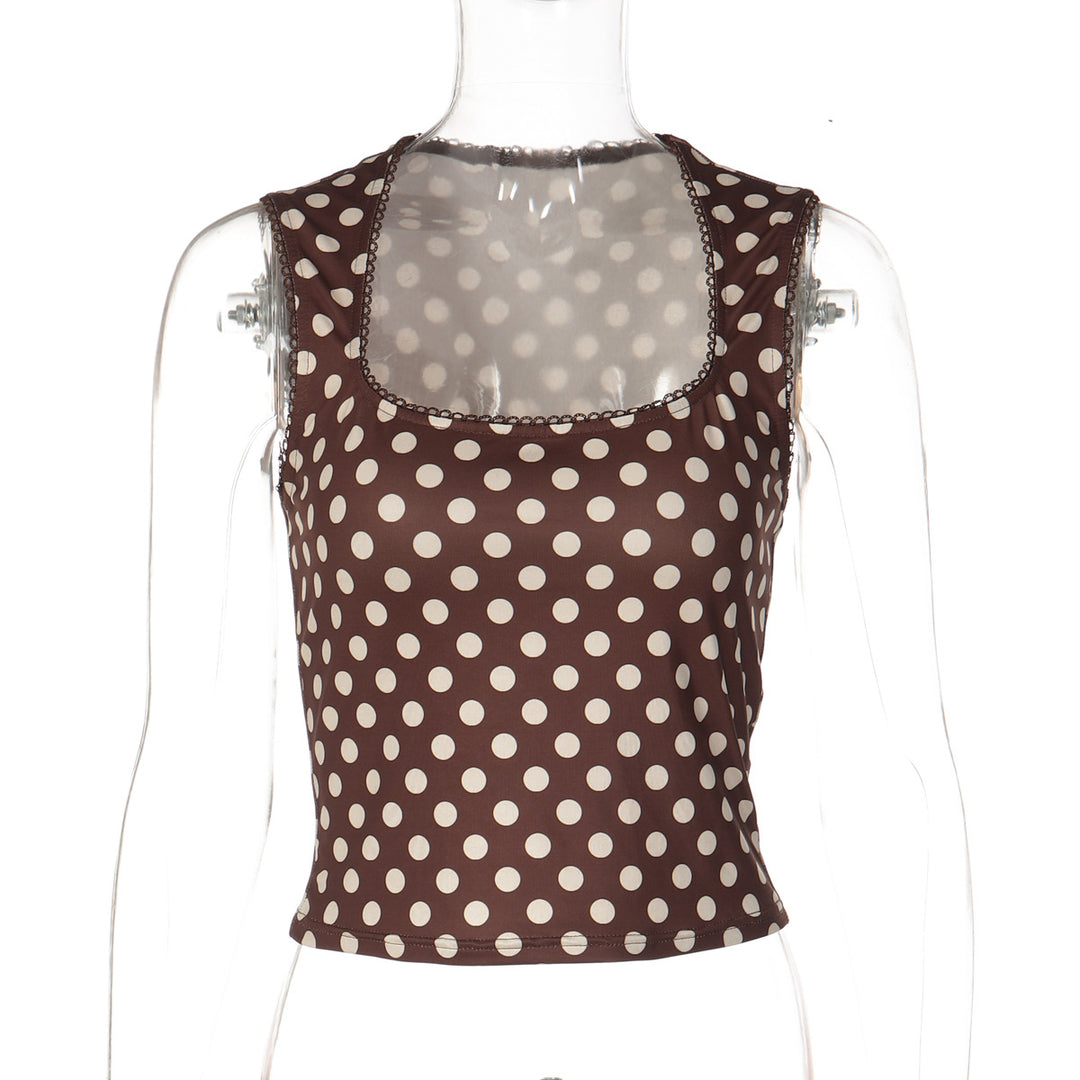 Damen Polka-Dot Cropped-Top mit quadratischem Ausschnitt und elastischem Bund Echo Archiv