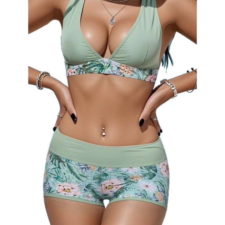 Damen sportliches Bikini-Set mit hohem Bund und floralem Design Echo Archiv