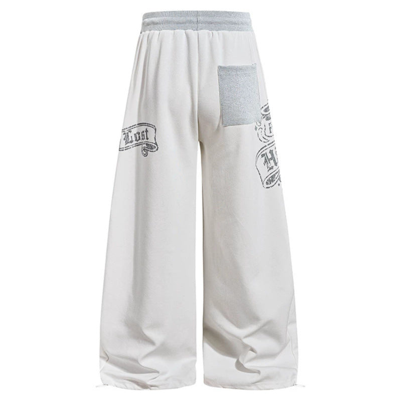 Damen Extraweite Palazzo-Sweathose mit Komfortbund, Kordelzug und großflächigem Print Echoarchiv