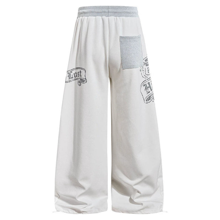 Damen Extraweite Palazzo-Sweathose mit Komfortbund, Kordelzug und großflächigem Print Echoarchiv