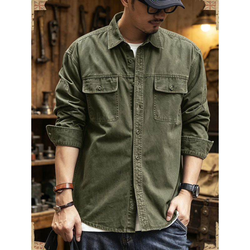 Herren Baumwoll-Utility-Overshirt mit Pattentaschen Echoarchiv