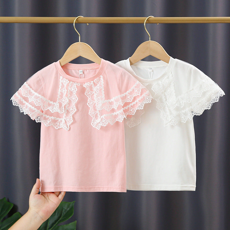 Mädchen T-Shirt mit Spitzenärmeln Echo Archiv