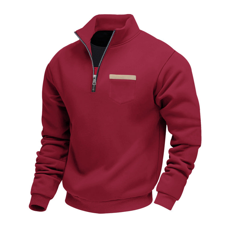 Herren nan Sweatshirt mit halbem Reißverschluss Stehkragen und Brusttasche Echo Archiv