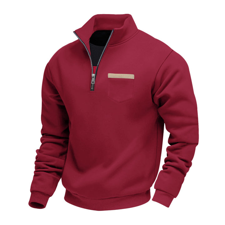 Herren nan Sweatshirt mit halbem Reißverschluss Stehkragen und Brusttasche Echo Archiv