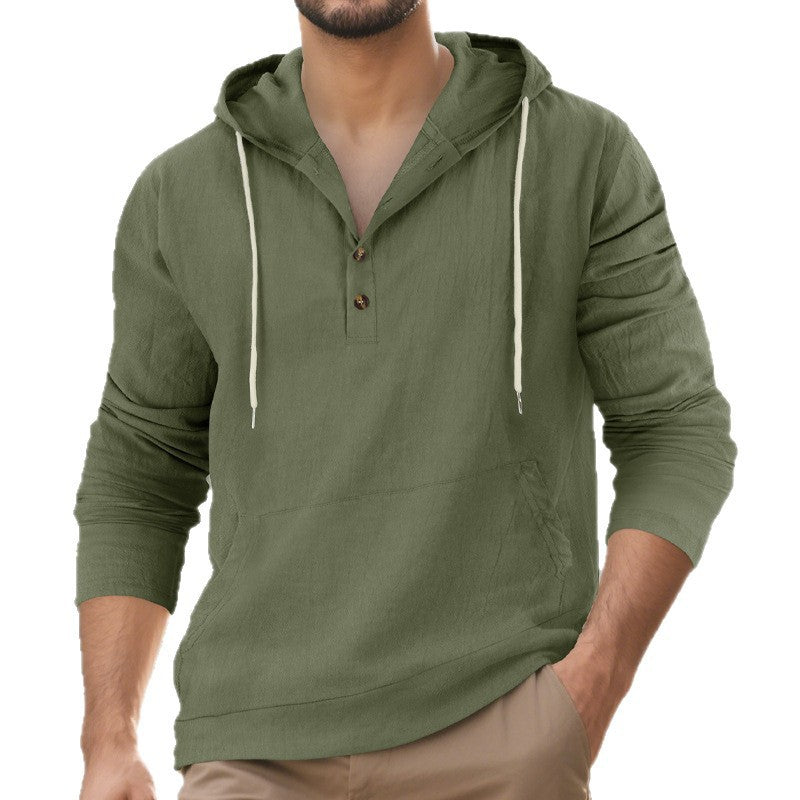Herren lässiger Kapuzenpullover mit Knopfleiste und Kängurutasche Echoarchiv