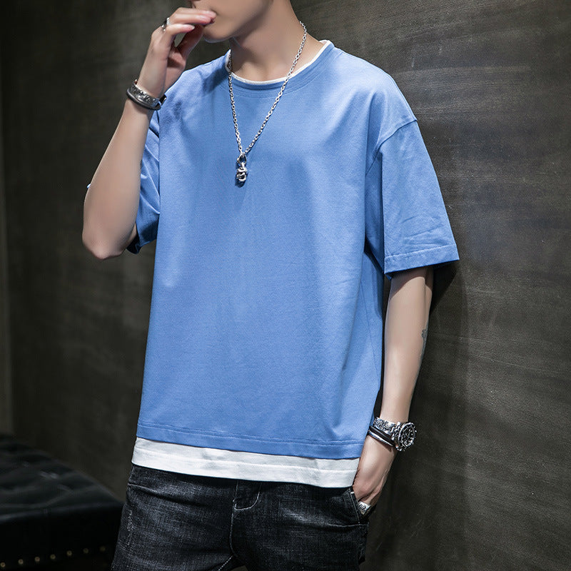 Herren lässiges oversized T-Shirt mit kontrastierendem Untersetzer Echoarchiv