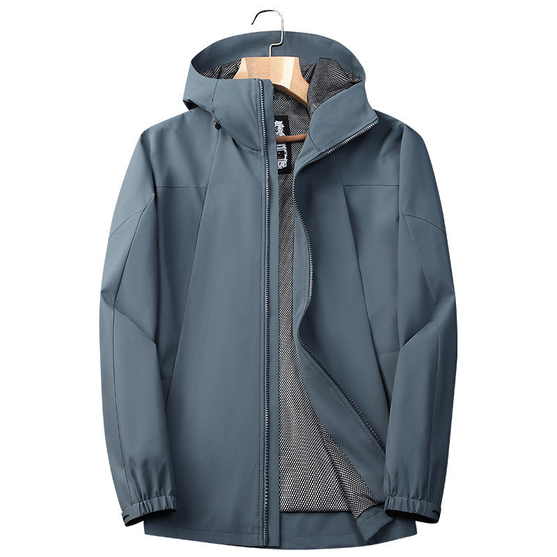 Herren Softshell Regen- und Übergangsjacke mit Kapuze, winddichter Membran und atmungsaktivem Meshfutter Echoarchiv