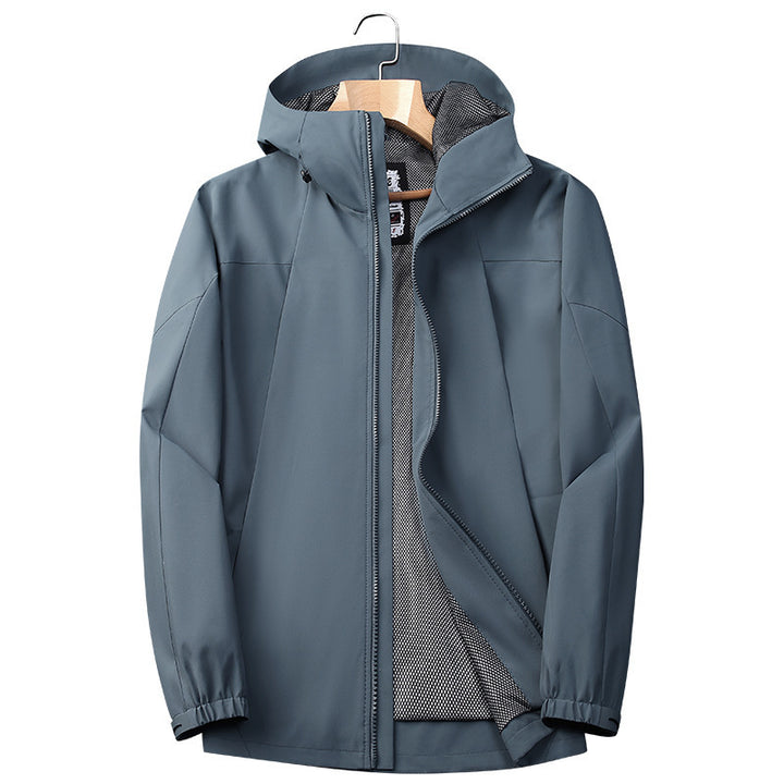 Herren Softshell Regen- und Übergangsjacke mit Kapuze, winddichter Membran und atmungsaktivem Meshfutter Echoarchiv