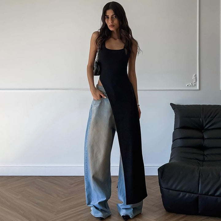 Damen Langarm Maxikleid mit hohem Schlitz Echo Archiv