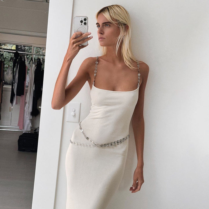 Damen Elegantes Maxikleid mit dekorativem Kettenakzent Echo Archiv
