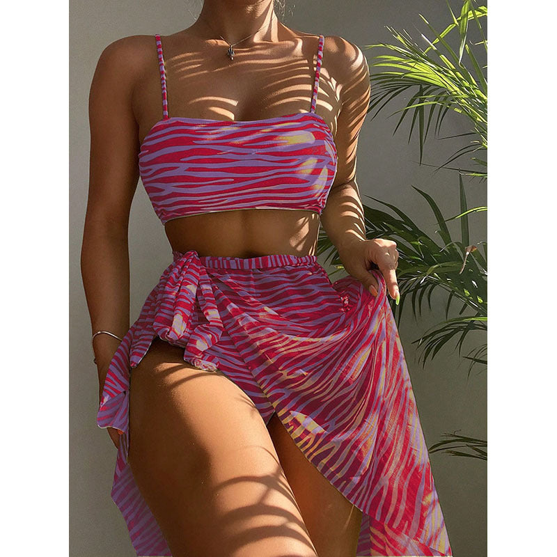 Damen Bikiniset mit asymmetrischem Rock und elastischen Trägern Echo Archiv