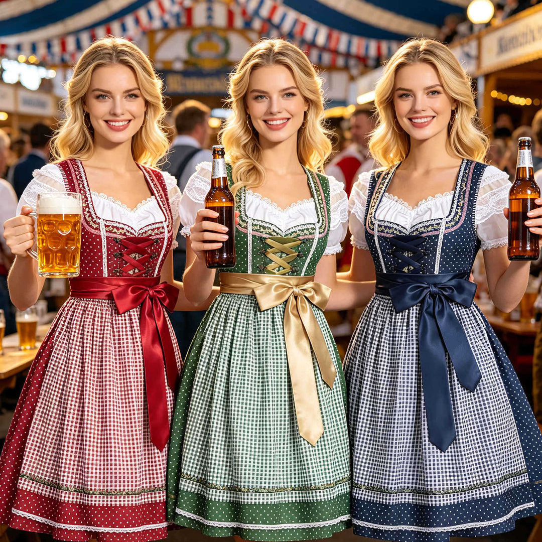 Damen nan traditionelles Dirndlkleid mit Schnürung und abnehmbarer Schürze Echo Archiv