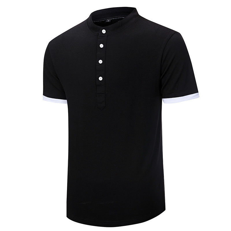 Herren Kurzarm-Henley-Shirt mit kontrastierendem Kragen und komfortabler Knopfleiste Echoarchiv