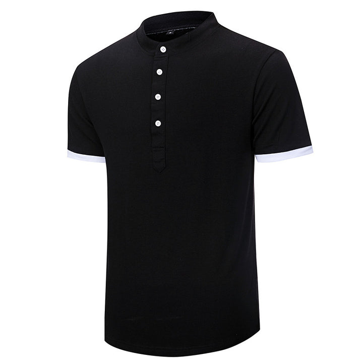 Herren Kurzarm-Henley-Shirt mit kontrastierendem Kragen und komfortabler Knopfleiste Echoarchiv