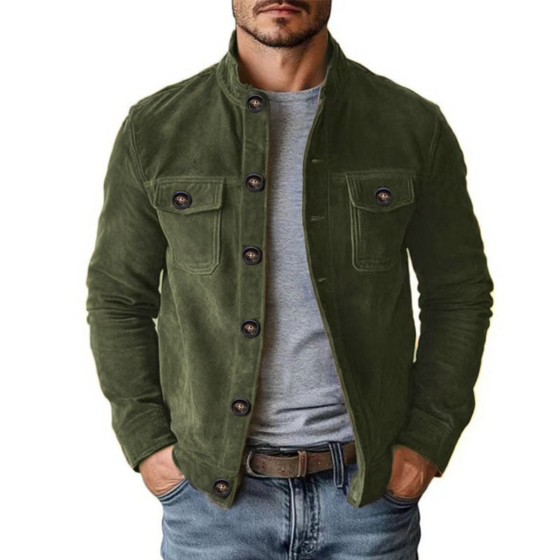 Herren nan robuste Wildlederjacke mit Stehkragen und Knopfverschluss Echo Archiv