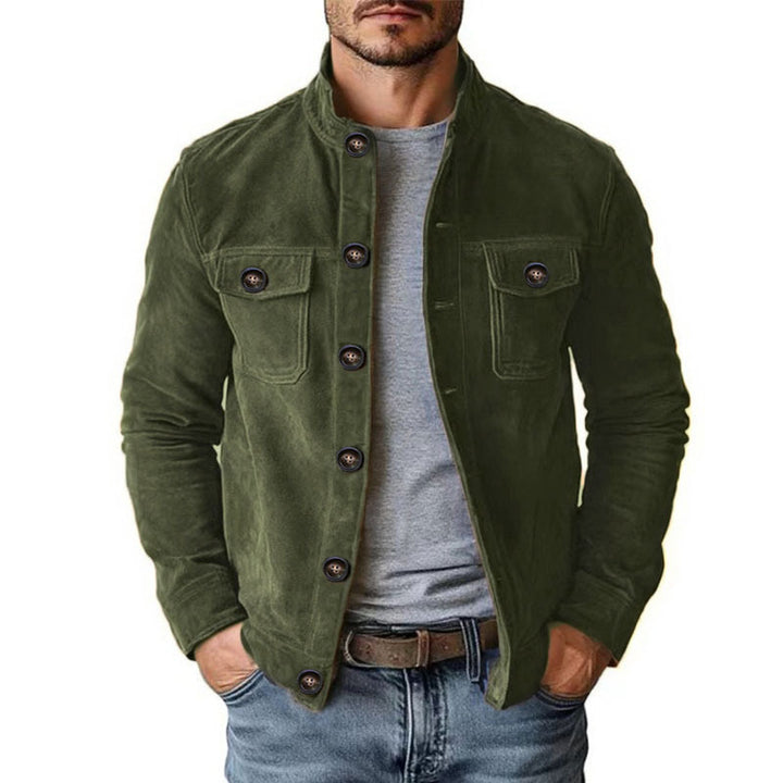 Herren nan robuste Wildlederjacke mit Stehkragen und Knopfverschluss Echo Archiv