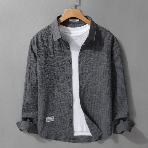 Herren Struktur-Leichthemd im Layering-Style mit Crinkle-Optik und gerundetem Saum Echoarchiv