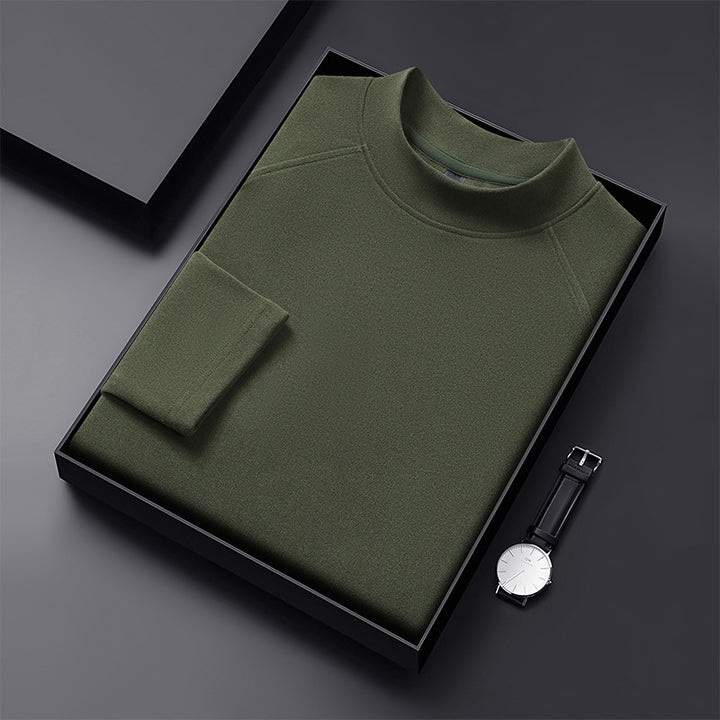 Herren Premium-Mockneck-Pullover aus feinem Woll-Mix mit Raglanärmeln Echo Archiv
