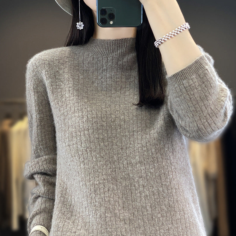 Damen Weicher Boxy-Mockneckpullover im Mohair-Look mit feiner Kastenrippenstruktur Echoarchiv