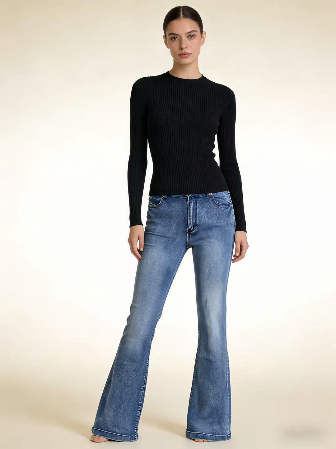 Damen elegantes cropped Oberteil mit Puffärmeln und Vintage-Stickerei Echo Archiv