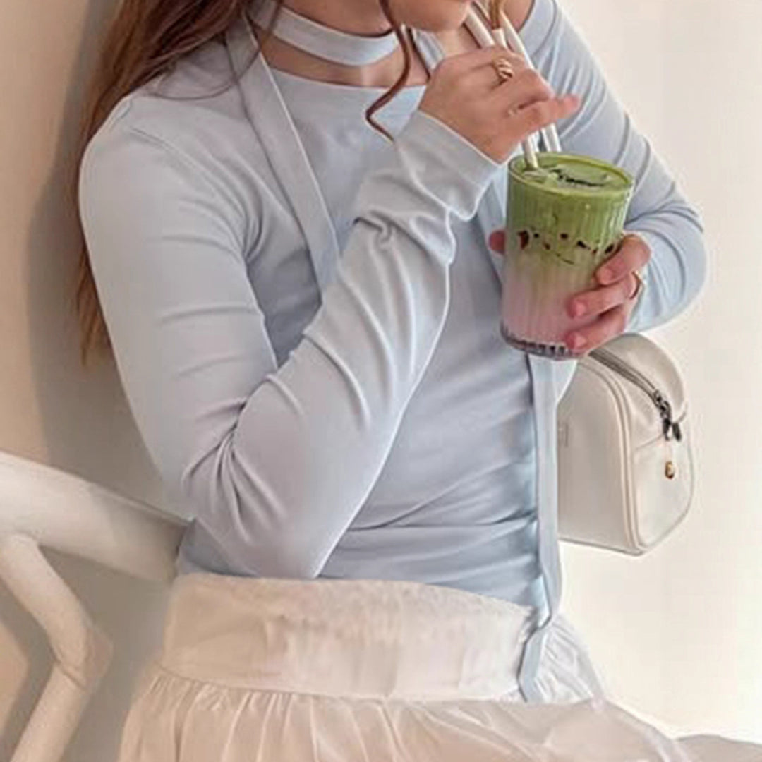 Damen Off-Shoulder Langarmoberteil mit verstellbarem Halsteil Echo Archiv