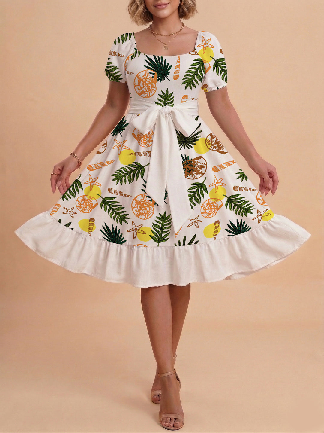 Damen Kleid mit tailliertem Schnitt und verspieltem Blumenmuster Echo Archiv