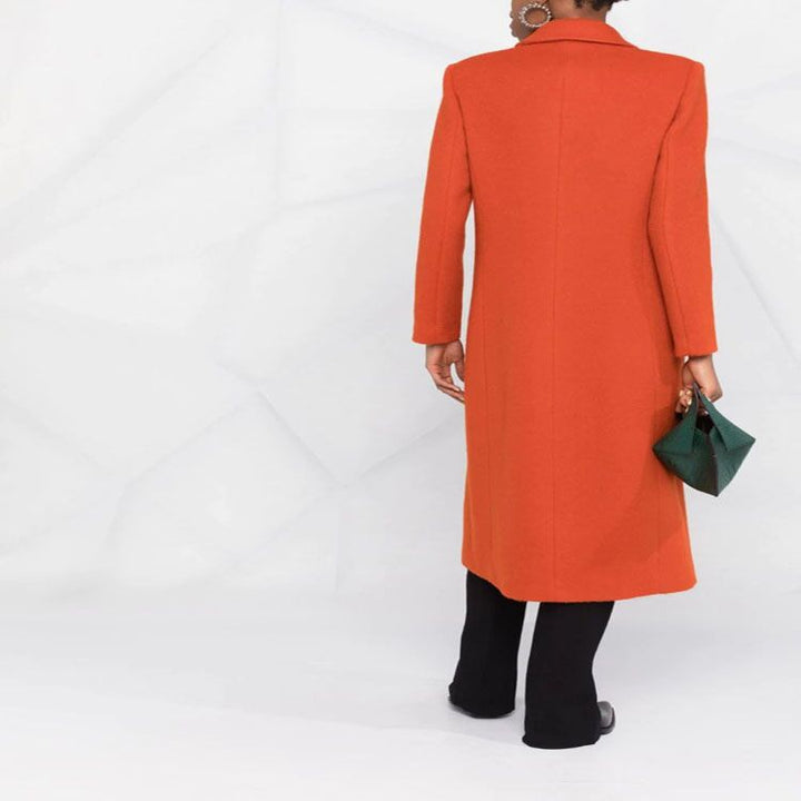 Damen Maxilanger Wollmix-Longcoat mit schlanker Nahtführung und verdeckten Eingrifftaschen Echoarchiv
