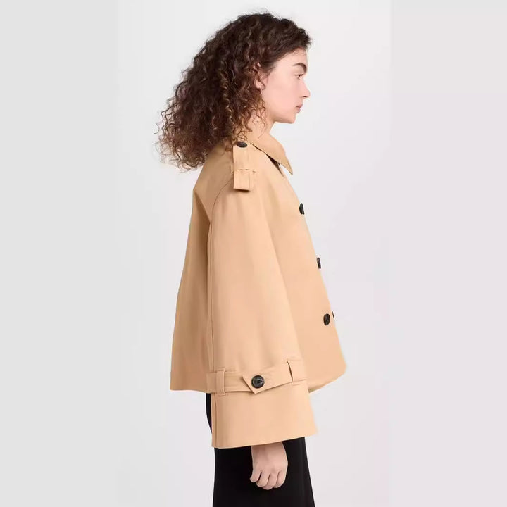 Damen Kurzer Doppelreihiger Trenchcoat im Boxy-Schnitt Echoarchiv