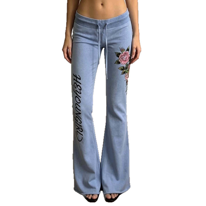 Damen Weite Schlag-Loungehose mit hohem Komfortbund und Blumenprint Echo Archiv