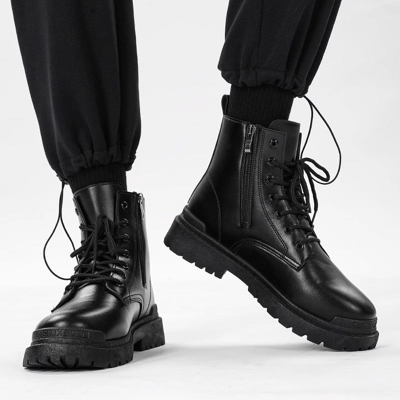 Damen Chunky Combat-Stiefel mit Reißverschluss, profilierter Gummisohle und Schnürung Echoarchiv