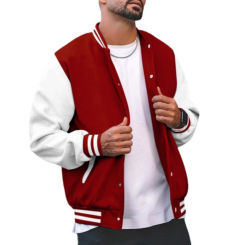 Herren sportliche Collegejacke mit traditionellem Schnitt und kontrastierenden Ärmeln Echoarchiv