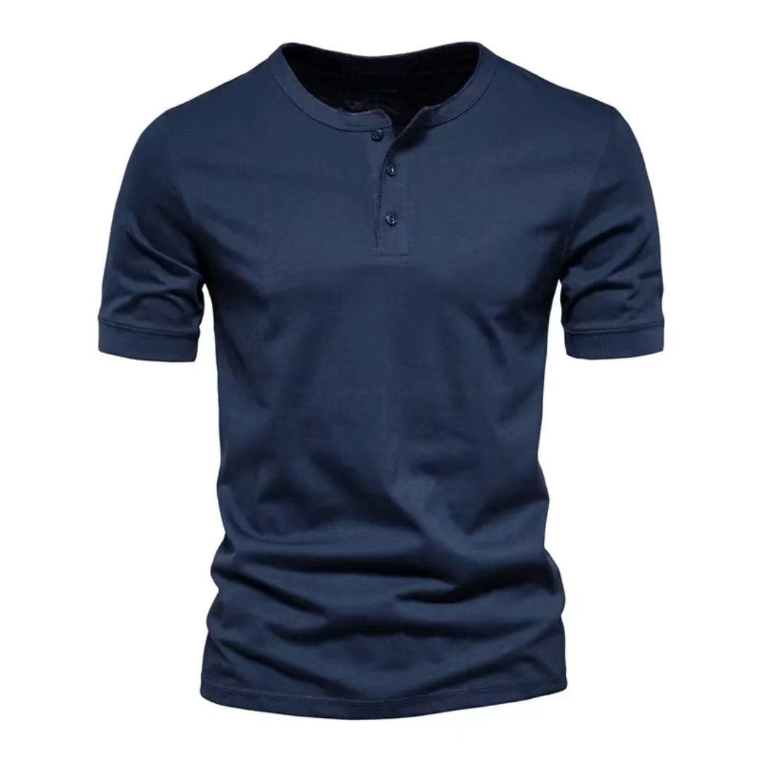 Herren Henley T-Shirt mit modischem Knopfverschluss und weichem Baumwollmaterial Echoarchiv
