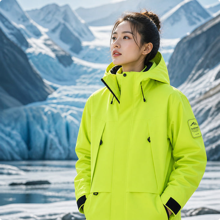 Unisex wasserfeste zweilagige Softshell-Regenjacke mit herausnehmbarem Fleecefutter und Kapuze Echoarchiv
