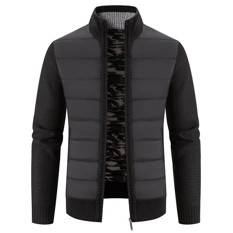 Herren hybride Steppjacke mit modischem Strickdesign Echoarchiv