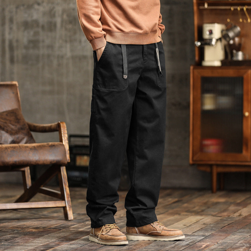 Herren Lockere Canvas-Cargohose mit Tunnelzugbund und aufgesetzten Fronttaschen Echo Archiv