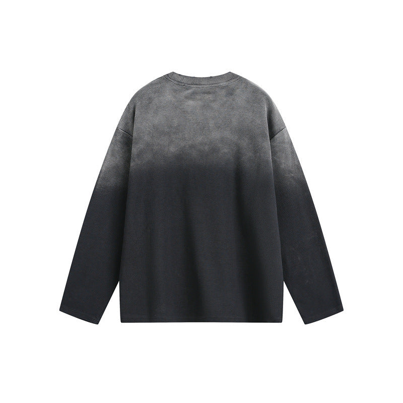 Unisex Oversize-Longsleeve Sweatshirt mit Dip-Dye, großflächigem Grafikprint und Brusttasche Echoarchiv