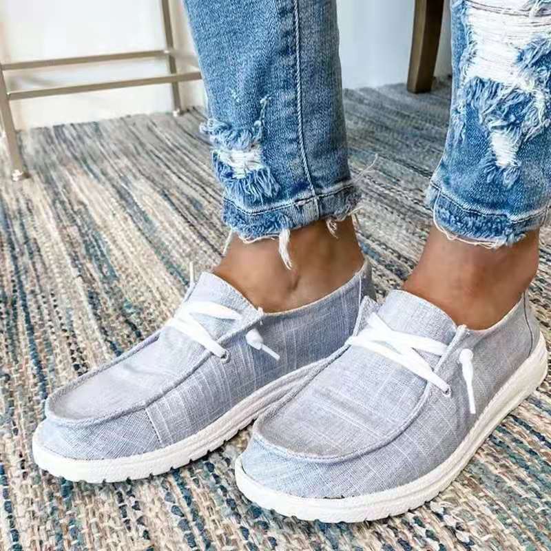 Damen nan Segeltuch-Mokassin-Sneaker mit elastischer Schnürung gepolstertem Komfortfußbett und profilierter Gummisohle Echo Archiv