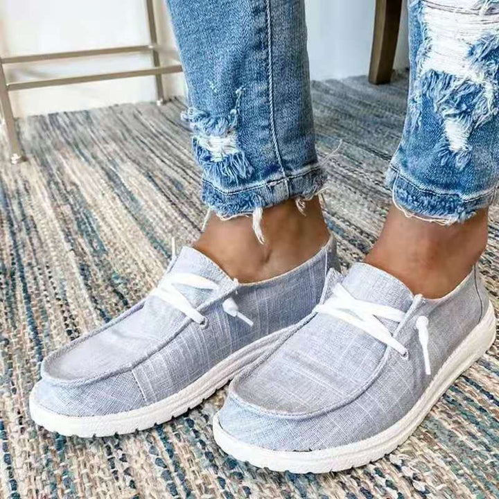 Damen nan Segeltuch-Mokassin-Sneaker mit elastischer Schnürung gepolstertem Komfortfußbett und profilierter Gummisohle Echo Archiv