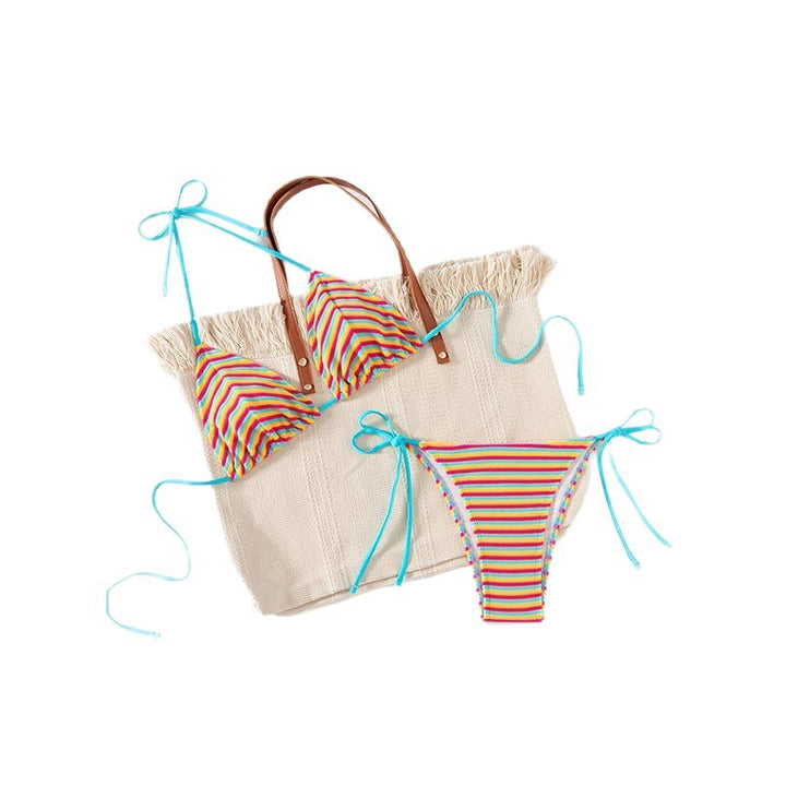 Damen Triangel-Bikini mit verspieltem Streifenmuster Echo Archiv