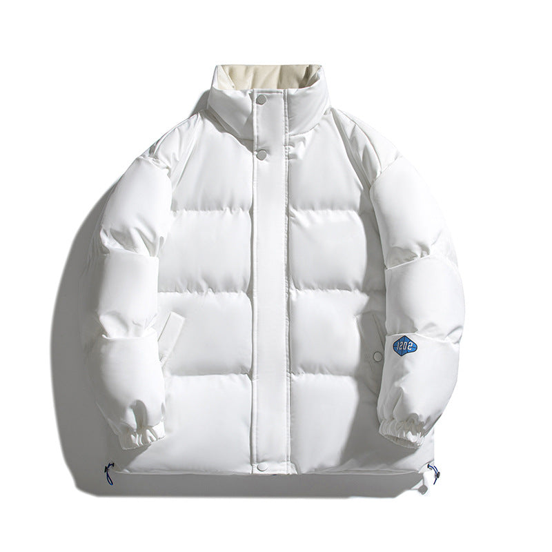 Unisex Kapuzenlose wattierte Steppjacke mit hohem Stehkragen, Thermoisolierung und Kordelzugsaum Echo Archiv