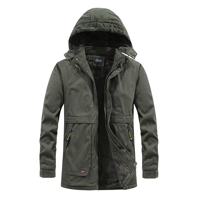 Herren Utility-Kapuzenparka aus Baumwoll-Canvas mit wärmender Teddyfutter-Innenlage und verdecktem Frontreißverschluss Echo Archiv