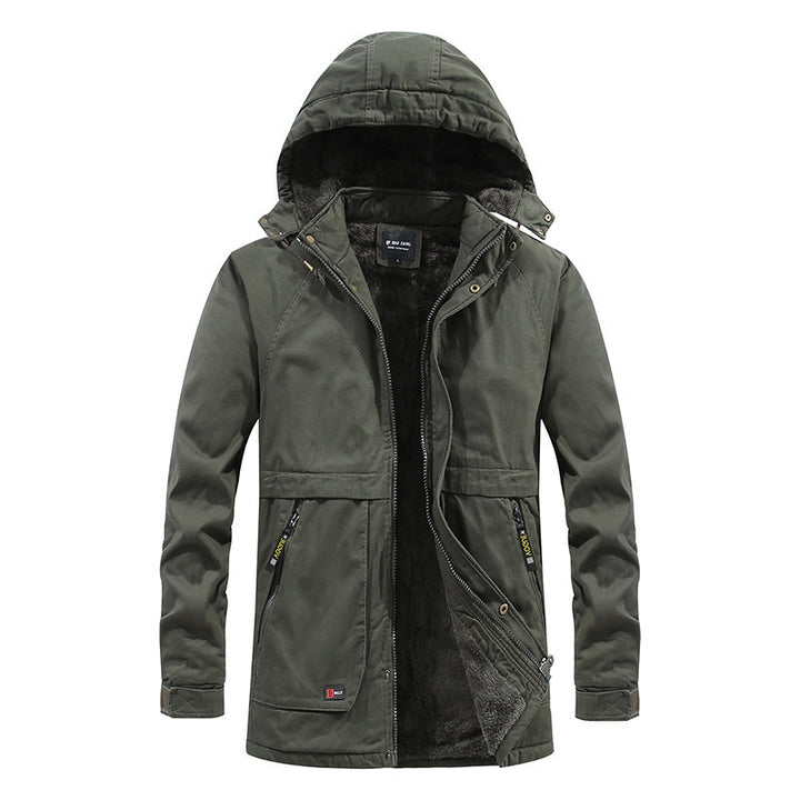 Herren Utility-Kapuzenparka aus Baumwoll-Canvas mit wärmender Teddyfutter-Innenlage und verdecktem Frontreißverschluss Echo Archiv