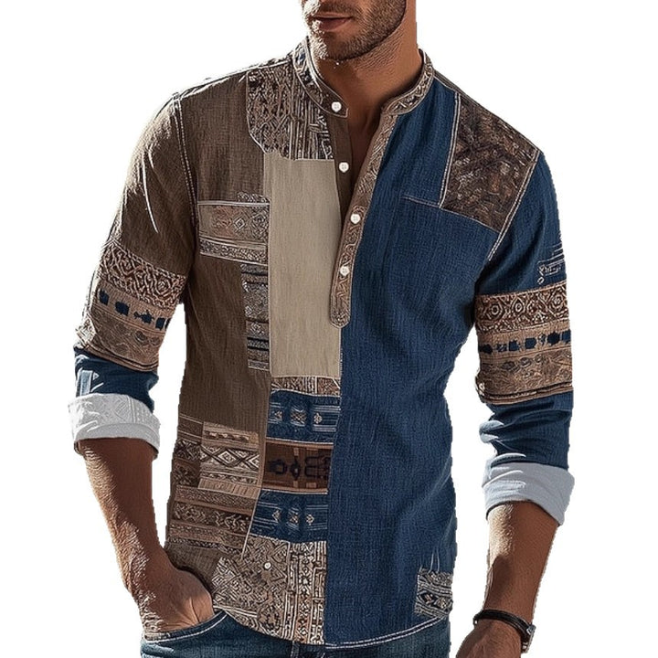 Herren Patchwork-Hemd mit modernem Design und einzigartigen Mustern Echoarchiv