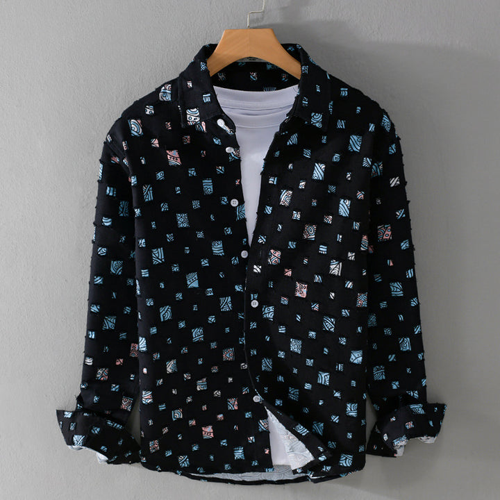 Unisex Leichtes Strukturhemd mit quadratischen Cut-Outs und Oversize-Schnitt Echoarchiv