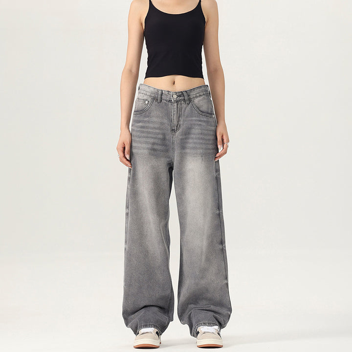 Damen Bodenlange Oversize-Denimhose im Baggy‑Palazzo‑Cut mit soften Stonewash-Details Echo Archiv