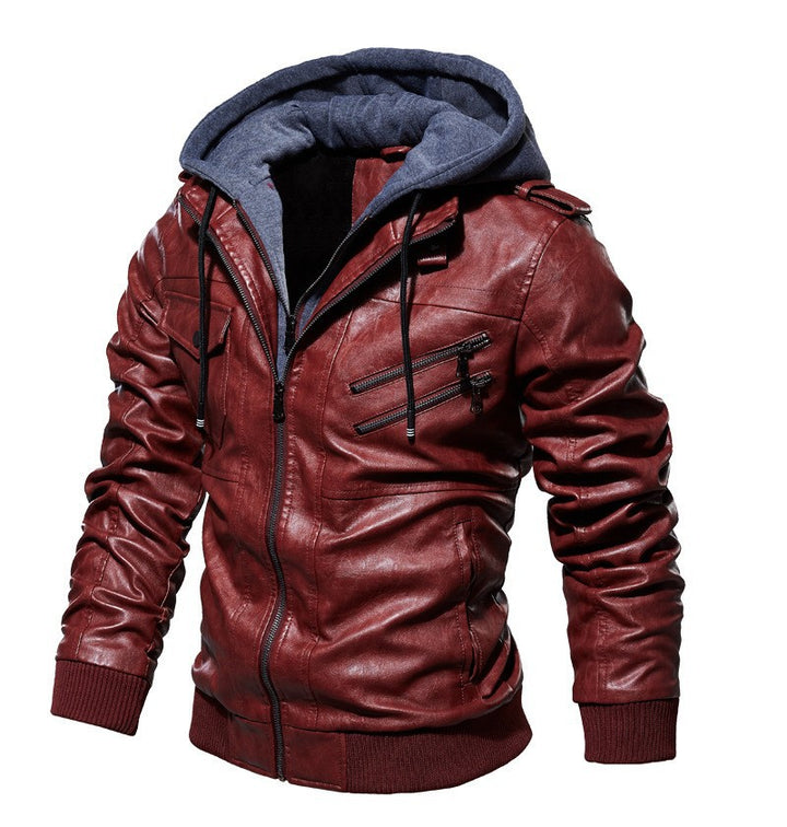 Herren modische Lederjacke mit Kapuze und Innenfleece Echo Archiv